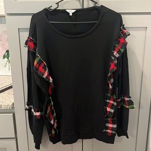 Crown & Ivy plaid ruffle long sleeve shirt